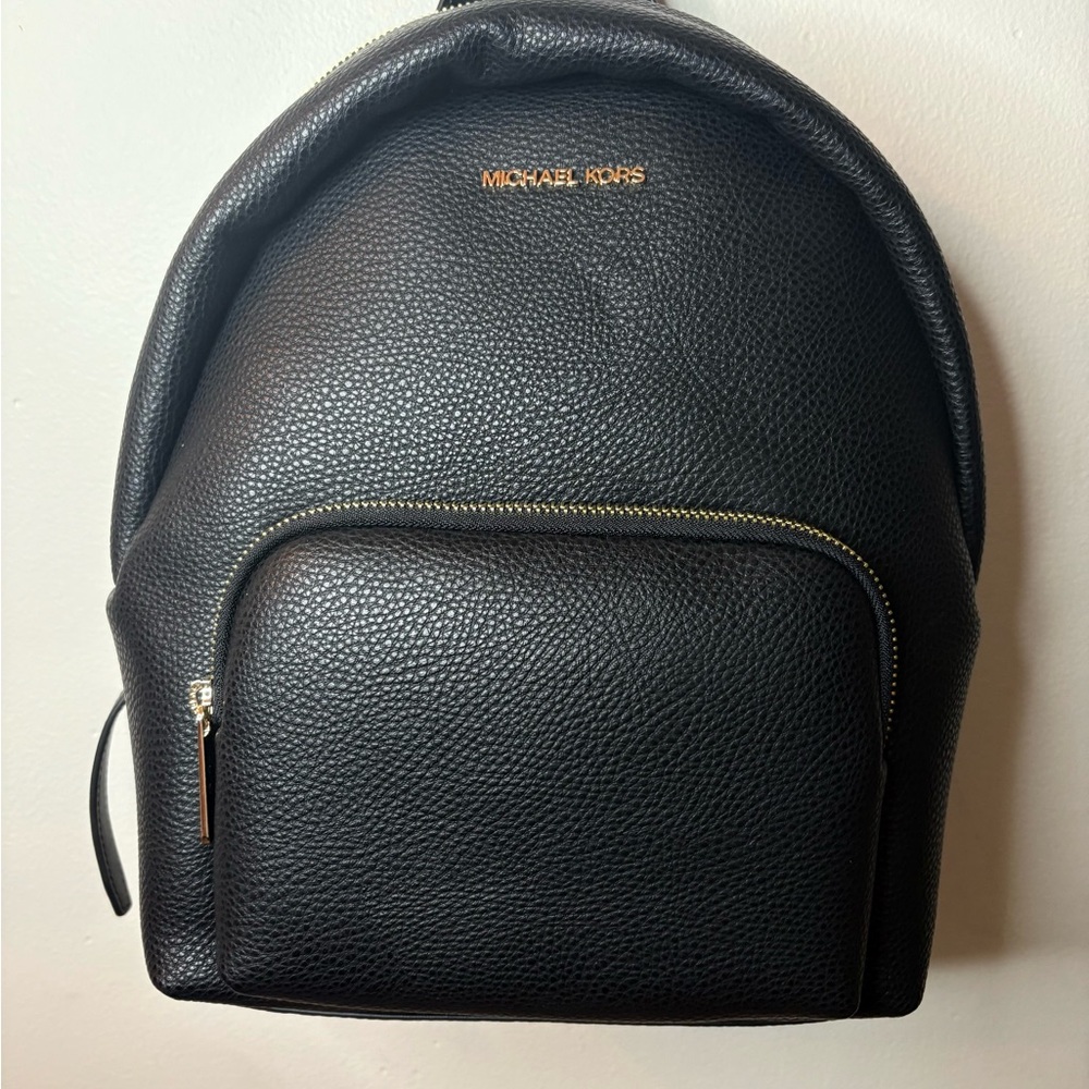 Michael Kors Black Backpack Pebbled Leather Dome
